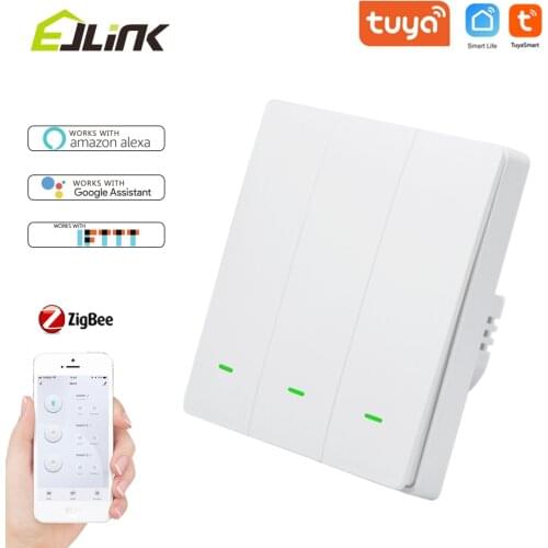 EJLINK Zigbee 3.0 Push Light Switch No Neutral Wire APP Remote Control Light Switches Works with Alexa Push Button Interruptor