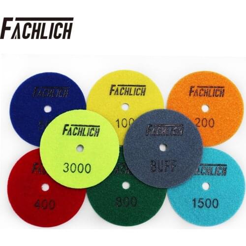 FACHLICH 8pcs/pk Dia 4inch/100mm Dry Resin Bond Diamond Polishing Pads Diamond Flexible Sanding Disk For Stone Granite Marble
