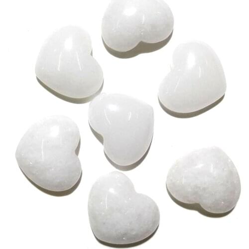 10 Pieces White Agate Natural Stones Cabochon 10x10mm 15x18mm 25x25mm Heart Shape No Hole for Making Jewelry DIY