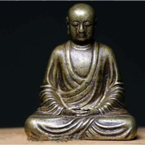 China Buddhism Temple Bronze Copper Monk Buddhist Sit Meditation Statue