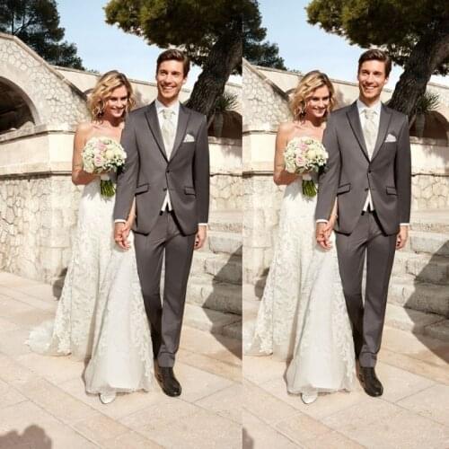 Classic Grooms Men Tuxedos Peaked Lapel 2 Pieces Set (Blazer + Pants) Wedding Marriage Groomsmen Custom Made Jacket