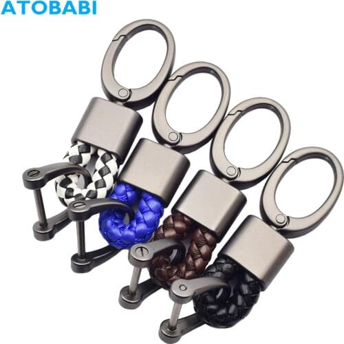 Leather Car Key Rings Alloy Horseshoe Buckle Keychain Holder House Keyring For Mercedes Benz Toyota Honda Motorcycle Key Chain