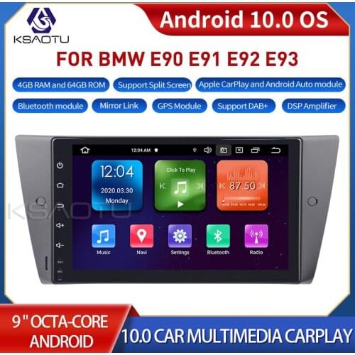 KSAOTU 9030 9" 8-Core Android 10.0 Car Stereo Carplay DSP DAB+ GPS WiFi USB DVB-T 4G TPMS Canbus OBD2 For BMW E90 E91 E92