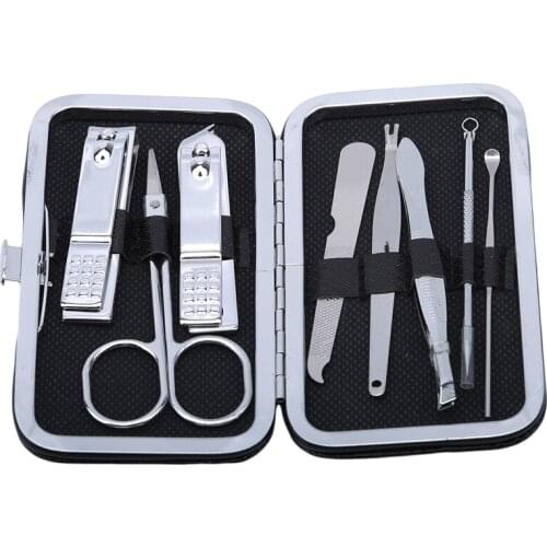 8PCS/Set New Nail Pedicure Manicure Set Art Care Scissor Tweezer Ear Pick Clipper Acne Needle Tool Utility Stainless Steel Kit