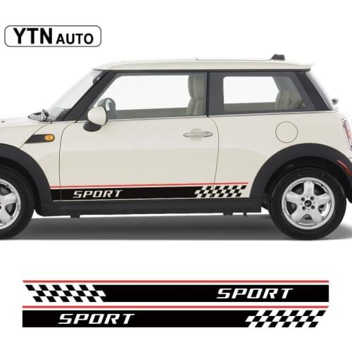 Car decals 2 Pcs racing side body plaid stripes sports for john cooper works hatch /the new mini