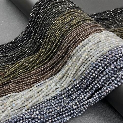 Natural Stone Gold Obsidian Terahertz 2 3mm Small Round Section Moonstone Loose Bead for Jewelry Making DIY Bracelet Necklace