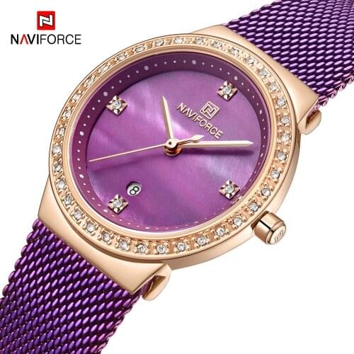 NAVIFORCE Luxury Ultra-thin Women Watches Fashion Crystal Rhinestone Ladies Quartz Watch Waterproof Female Clock reloj mujer