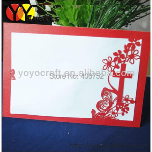 Wholesale new design best price free logo paper laser cut baptism invitation card