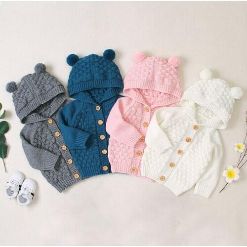 3-24M Newborn Infant Toddler Baby Girls Coats Autum Winter Warm Button Hooded Outerwear Jacket Pom Pom Hat Tops