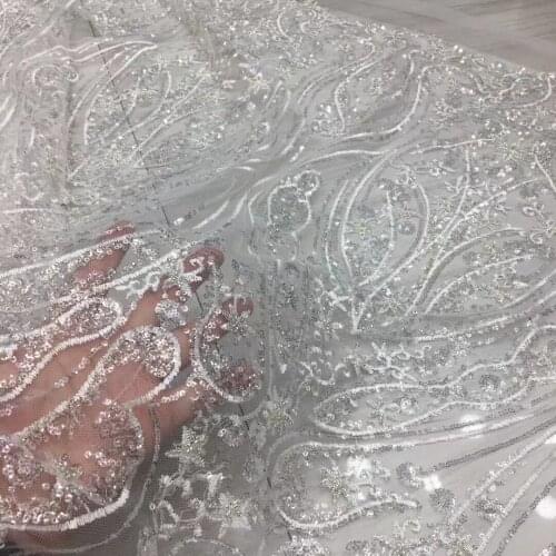 Latest African French High Quality Tulle Net Lace Fabric with sequins SYJ-388888 Embroidery Nigerian Lace Fabric