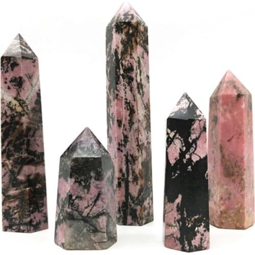 Natural quartz crystals pink rhodonite quartz wand points towers for home decoration