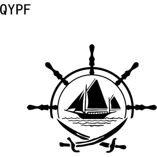 QYPF 15.7*13.1CM Interesting Beach Yacht Ship with Sails Decor Car Styling Sticker Vinyl Reflective Accessories C16-1103