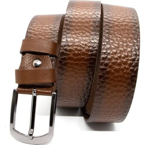 Genuine Soft Leather Handmade Brawn Man Belt High Quality Calfskin Pants Metal Buckle Casual Gift For Valentines Day