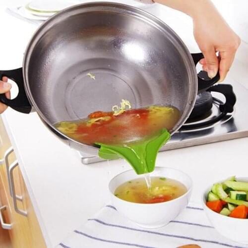 Silicone Liquid Funnel Kitchen Leak-proof Pot Liquid Guide Nozzle Anti-spill Drain Spout Tool Kitchen Gadget Accessories