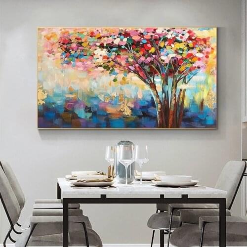 Modern Tree Flower Nature Landscape Canvas Painting Posters and Prints Wall Art Picture for Living Room Wall Decoration Cuadros