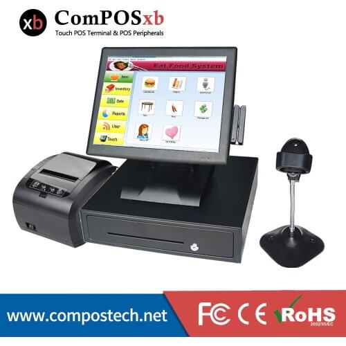 Stock cheaper pos system 15" Resistance touch screen all in one epos terminal