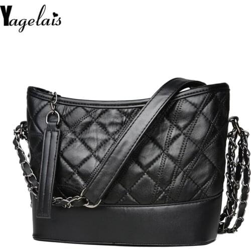 2019 Luxury Brand Women Plaid Tote Bag Big Female Handbags Simple Designer Black Crossbody Chain Messenger Bags Girl Purse