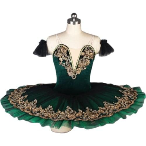 Green Velvet Top Bodice Pre-professional Ballet Dance Costumes Pancake Tutu Classical Ballet Tutu Dance Costumes Ballet Tutu