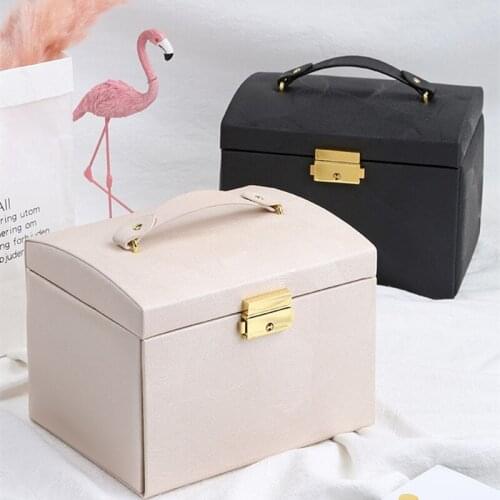 Three-Layer Double-Drawer Jewelry Box Princess Jewelry Storage Box Cross-Border Hot Sale Pu Leather Jewelry Box