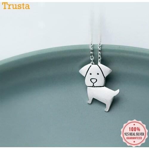 Trustdavis 100% 925 Sterling Silver Cute Animal Dog Pendant Short Clavicle Necklace For Women Girls Lady Wholesale Gifts DS1005