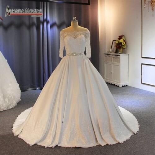 Vestido de noiva 2019 high quality with good price real work satin wedding dress