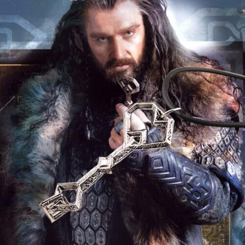 2 Colors Iron Hills Key Silver Color Vintage Thorin Oakenshield Dwarves Key Pendant Necklace For Women Rope Chain Necklace