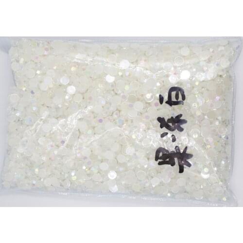Jelly White AB Color 1.5~7mm Flat Back Round Acrylic Rhinestons,3D Acrylic Resin Nail Art / Garment Decoration