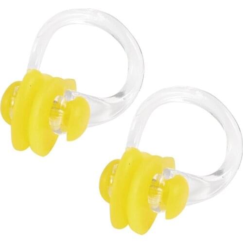 Yellow Clear Rubber Diving, Swimming Swimming Nose Clip Protection 2 Pcs