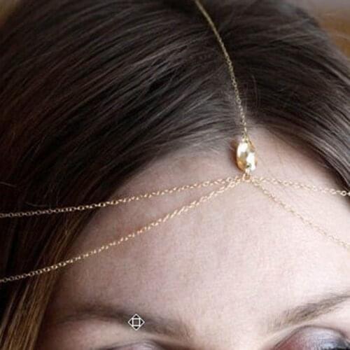 2018 Wedding Forehead Jewelry Fashion Jewelry Gold Bijoux De Tete Mariage Bridal Headband Crystal Head Chain For Women T011