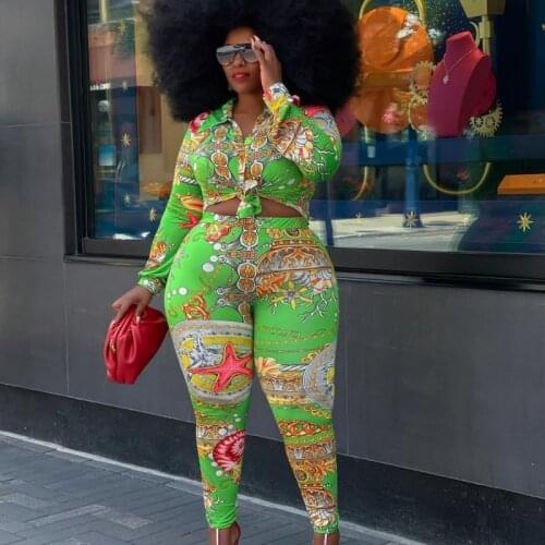 Two Piece Set Long Sleeve Blouse Shirt And Casual Pants Women 2021 Autumn Winter Loose Fashion Print Matching Office Lady Set