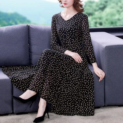 Spring Long Sleeve Black Floral Beach Maxi Dress Autumn Vintage Casual Plus Size Midi Dress 2021 Bodycon Elegant Party Vestidos