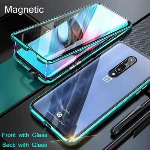 360 Full Cover Metal Phone Case For Oneplus 7 Pro 1+7 Magnetic Cases For One Plus 7 Pro Coque Double Sided Glass Oneplus7 Fundas