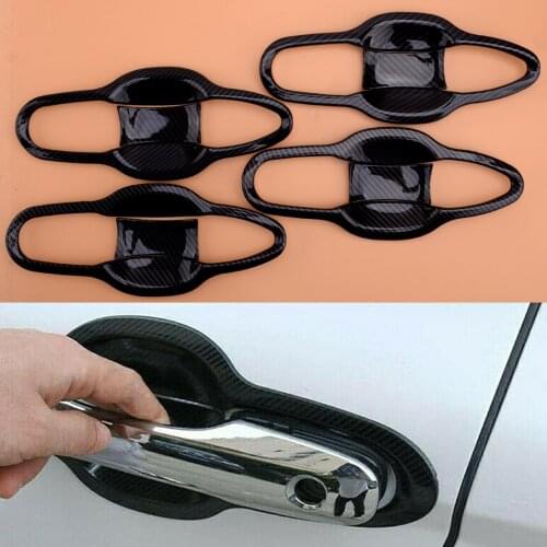 8Pcs Car Door Handle Bowl Protector Cover Trim Fit for Toyota Camry 2018 2019 2020 Carbon Fiber Style ABS