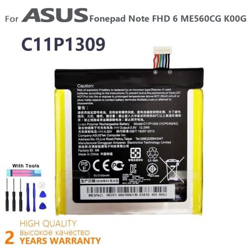 100% Original 3130mAh C11P1309 Battery For Asus Fonepad Note FHD 6 ME560CG High Quality Batteries With Tools+Tracking number