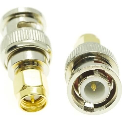 BNC To SMA Connector Socket Brooches Q9 BNC Male to SMA Male Plug Nickel Plated Brass Straight Coaxial RF Adapters