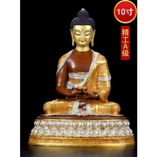 Large HOME shrine altar worship safe protection High grade buddha Talisman Buddhism Gilding silvering copper Amitabha buddha