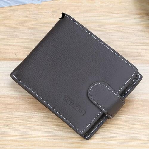 Mens Leather Short Retro Zipper Hasp Wallet New Style Leather Wallet
