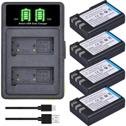 EN-EL9 EN-EL9a Battery 2400mAh Camera Battery & LED Charger for Nikon EN-EL9a D40 D40X D60 D5000 D3000 ENEL9 ENEL9a