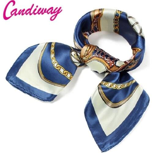 Hot Luxury Brand Silk Square Scarf Bandana Women Fashion Femme Wrap Silk Foulard Satin Scarves Poncho Shawl Bag Hijab 60cm