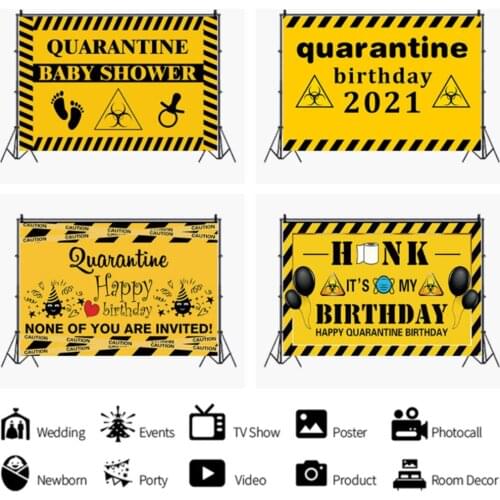 Quarantine Birthday Decorations Banner - Social Distancing Backdrop Birthday Party Idea Supplies Quarantine Birthday Banner Sign