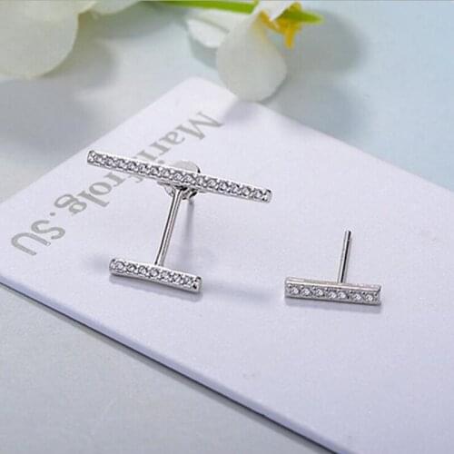 KOFSAC New Fashion Sterling Silver 925 Earrings For Women Party Temperament Asymmetry Micro-Inlay CZ Earring Fine Jewelry Gifts