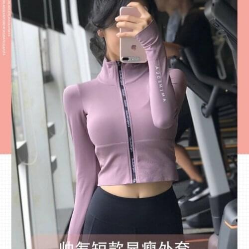 Yoga Crop Top Sportswear Womens Elastic Long Sleeve Zipper Running Yoga Top Autumn Top Deportivo Mujer Camisetas