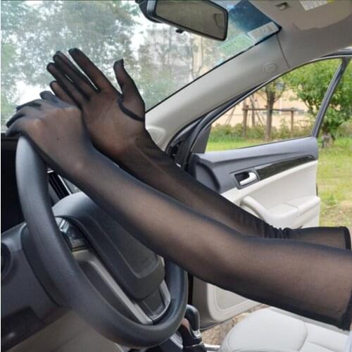 Lace Gloves Cool Lengthened Dense Mesh Gloves Womens Ultra-Thin Summer Driving and Riding Sexy Black Sun Protection Sleeves