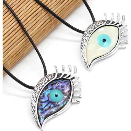 Hot Selling Natural Shell Alloy Cthulhu Eye Pendant Necklace DIY Personality Rock Necklace Sweater Chain Gift Making 50x30mm