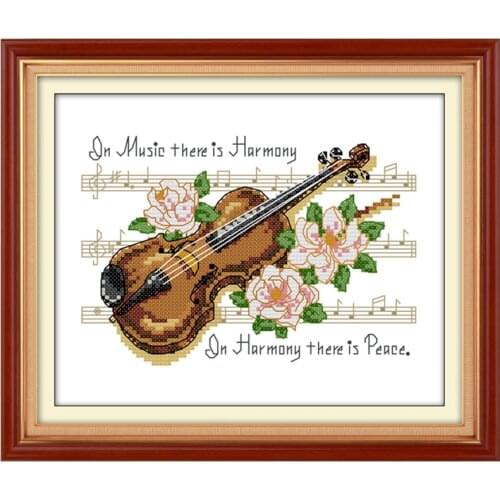 Violin cross stitch kit cartoon 14ct 11ct print canvas stitching embroidery DIY handmade needlework plus