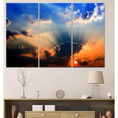 3 pieces Framed Wall Art Picture Gift Home Decoration Canvas Print painting beautiful sky cloud sunset wholesale artwork
