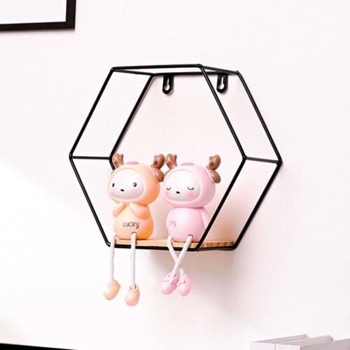 Wall-mounted Shelf Hexagonal Iron Stand Wall Shelving Holder Home Shelf Storage Holder Decorative Shelves Floating Shelves