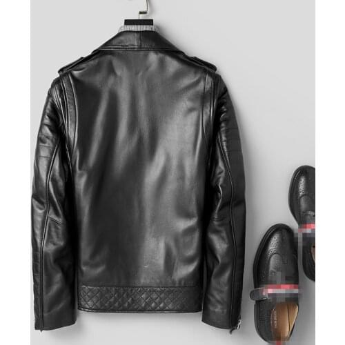 Genuine Leather Autumn Winter Jacket Real Sheepskin Coat for Men Streetwear Motorcycle Jackets L12-2200 MY1623