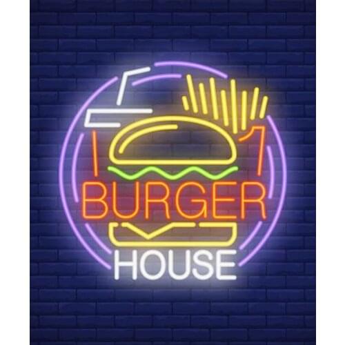 Neon Sign For Burger House glass Tube animal Commercial club Lamps resterant light advertise Food shop Impact Attract light