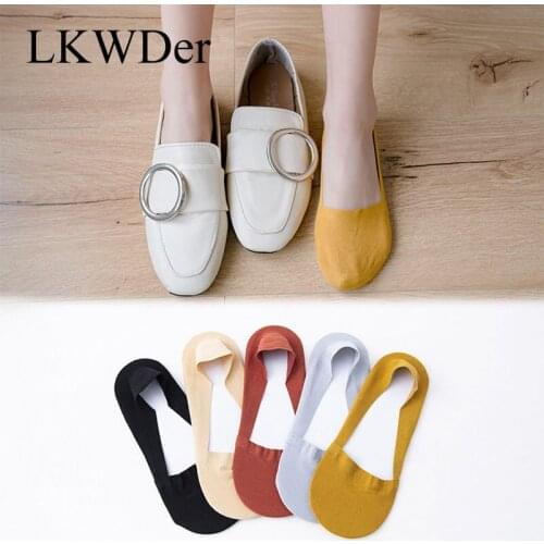 LKWDer 5 Pairs Womens Socks Modal Cotton Summer New Tide Boat Socks Female Shallow Mouth Invisible Sock Girls Ladies Caletines